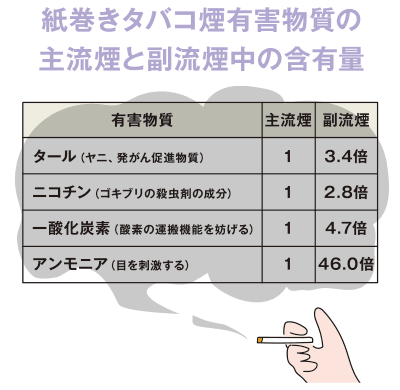 表：紙巻きタバコと～～～含有量